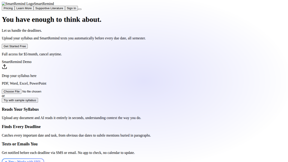 Screenshot of SmartRemind