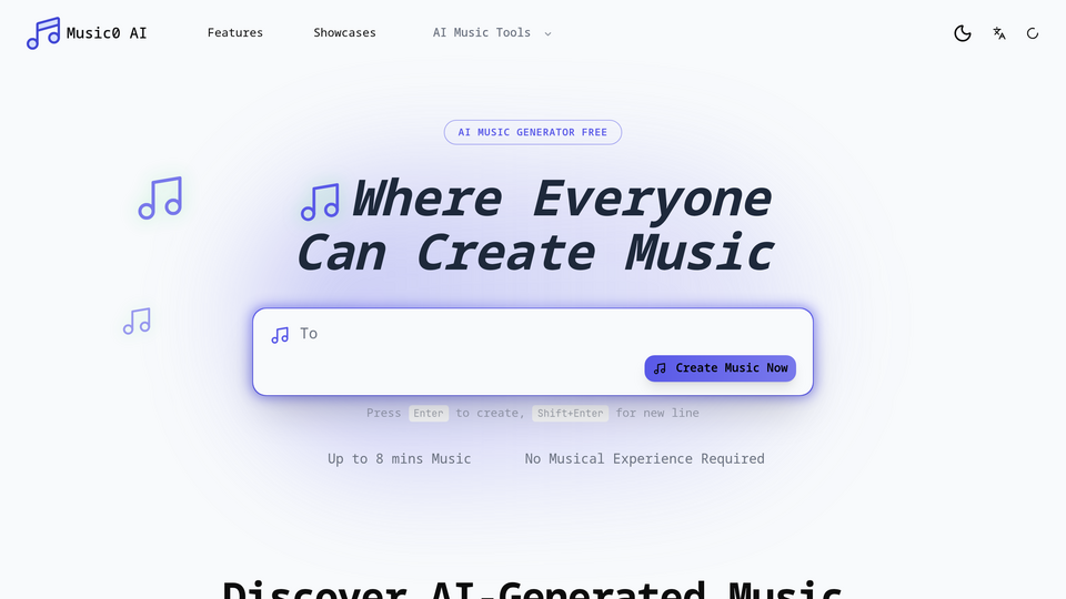 Screenshot of Music0 AI