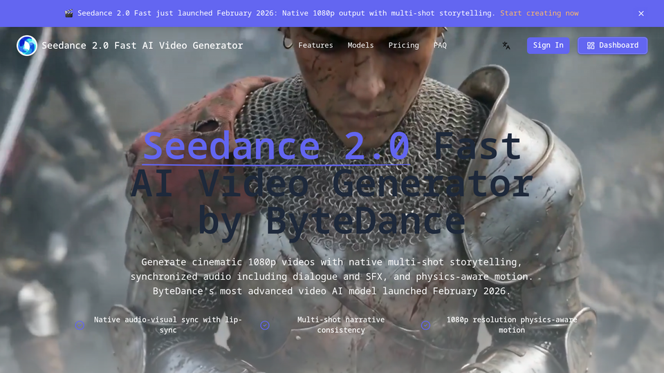 Screenshot of Seedance 2.0 Fast
