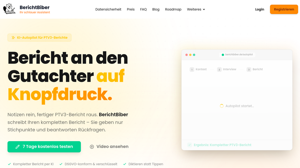 Screenshot of BerichtBiber