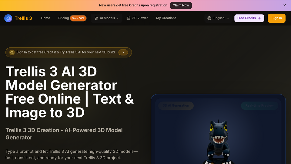 Screenshot of Trellis 3 AI