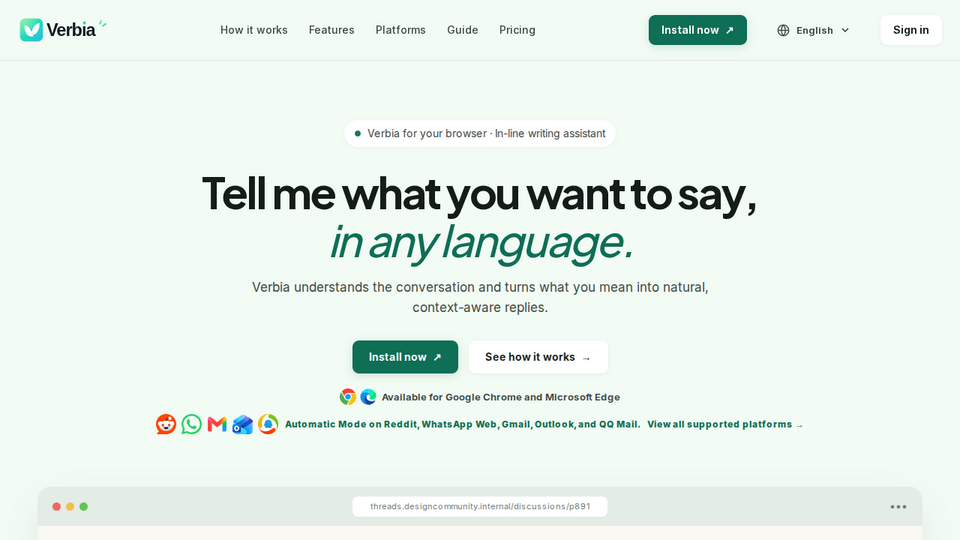 Screenshot of Verbia