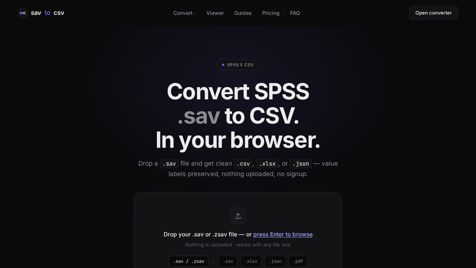 Screenshot of SavToCSV