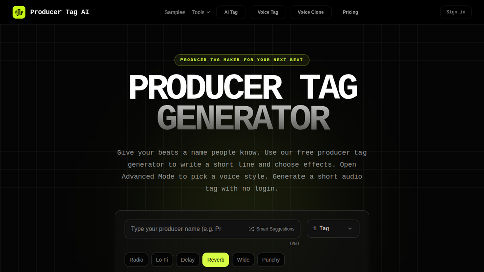Screenshot of Producer Tag AI