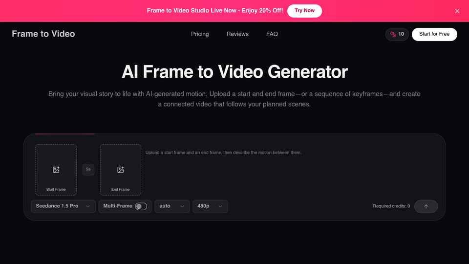 Screenshot of Frame to Video AI