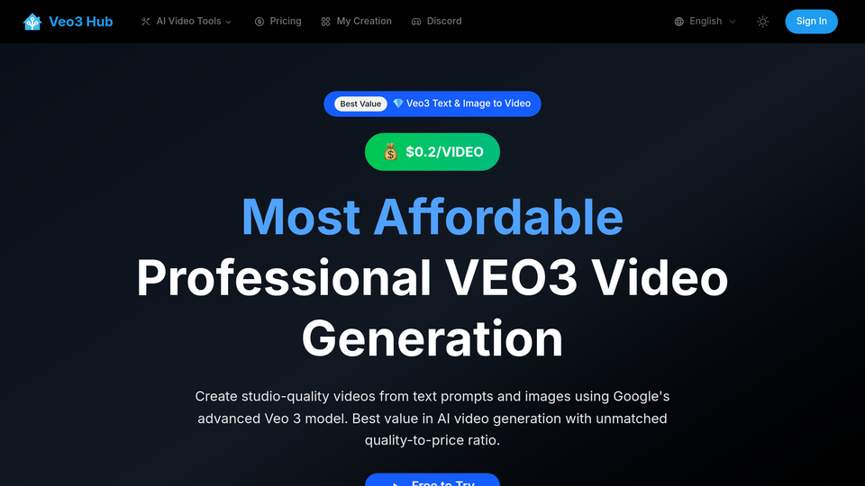 Screenshot of veo3hub