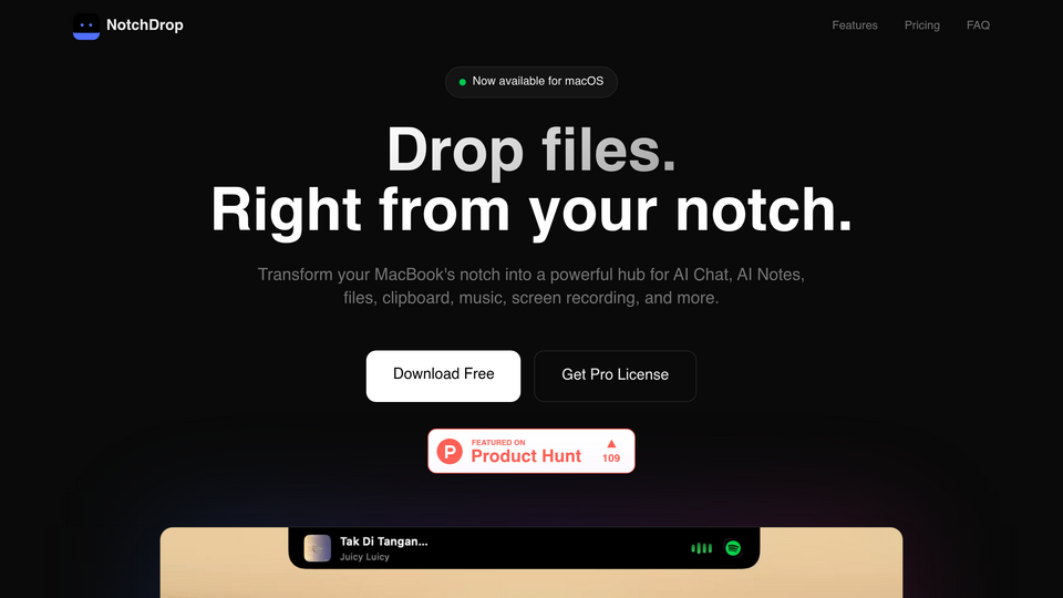 Screenshot of Notchdrop