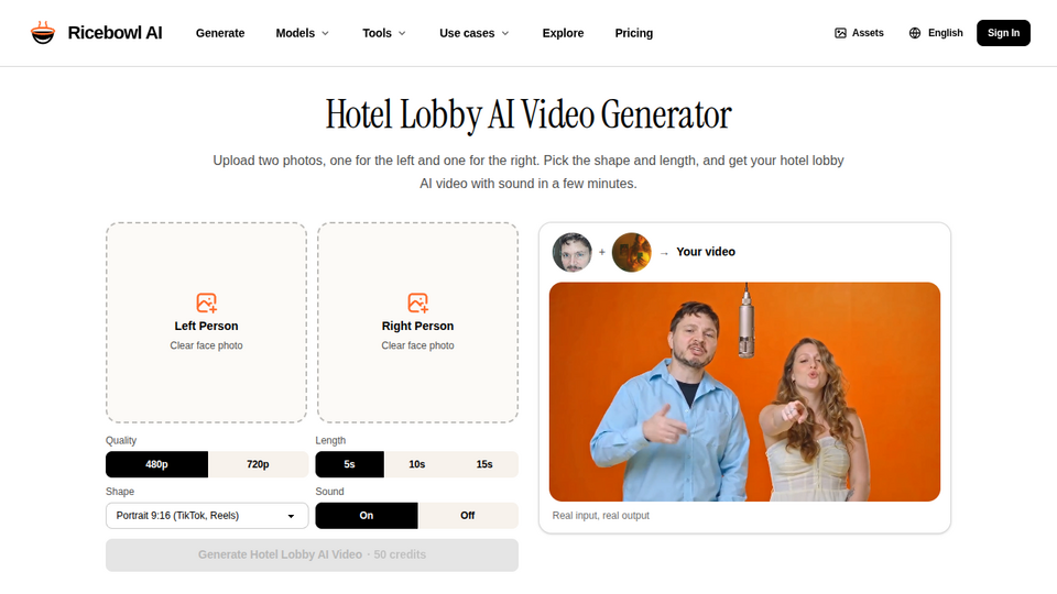 Screenshot of Hotel Lobby AI Video Gen