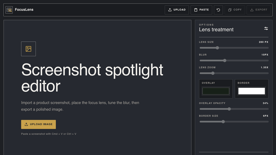 Screenshot of Focus Lens