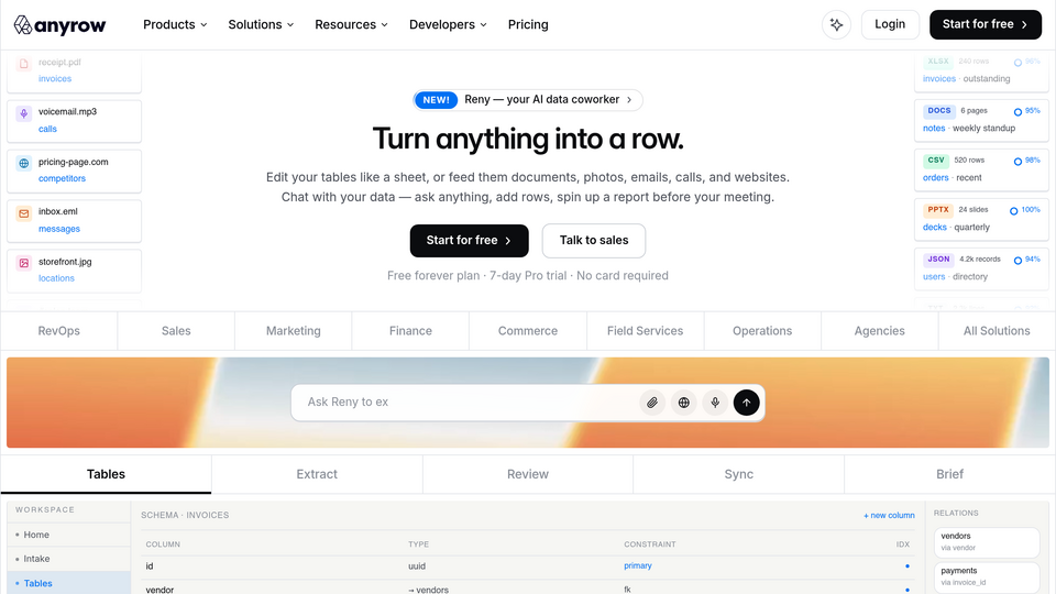 Screenshot of Anyrow
