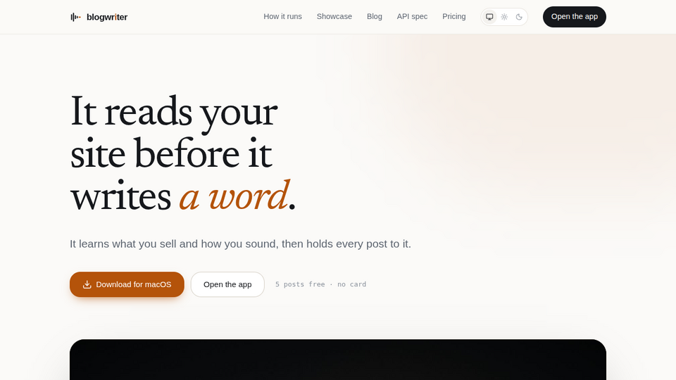 Screenshot of blogwriter