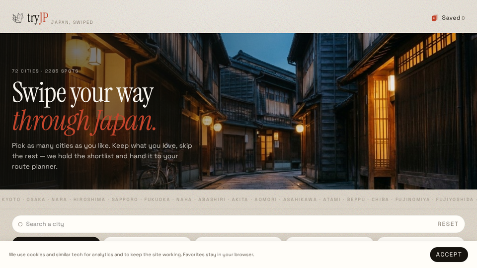 Screenshot of tryJP