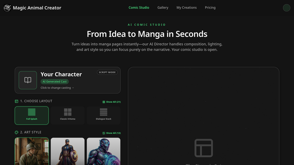 Screenshot of AI Comic Studio