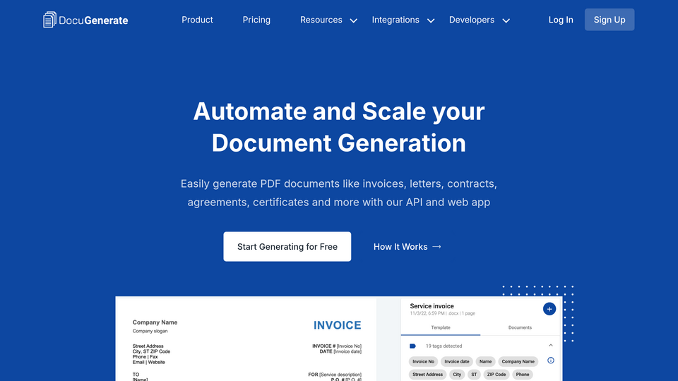 Screenshot of DocuGenerate