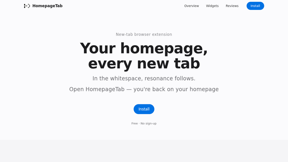 Screenshot of HomepageTab