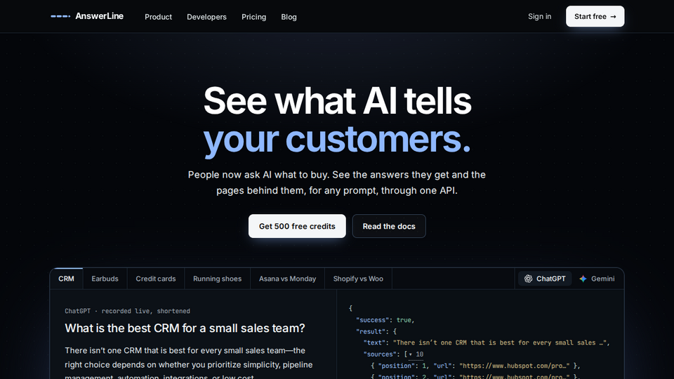 Screenshot of AnswerLine