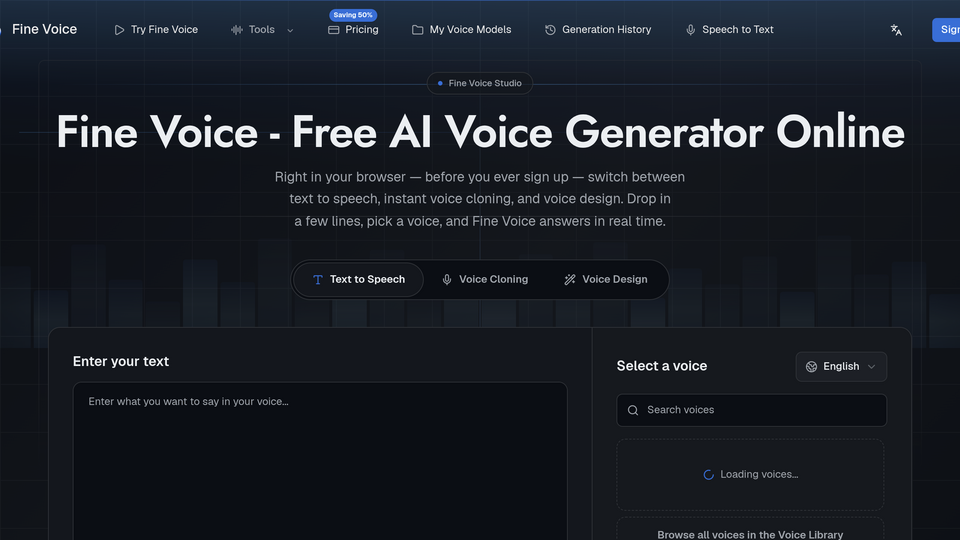 Screenshot of Fine Voice