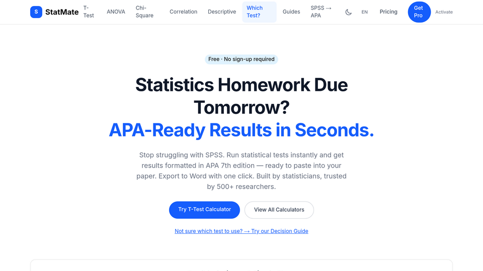 Screenshot of StatMate