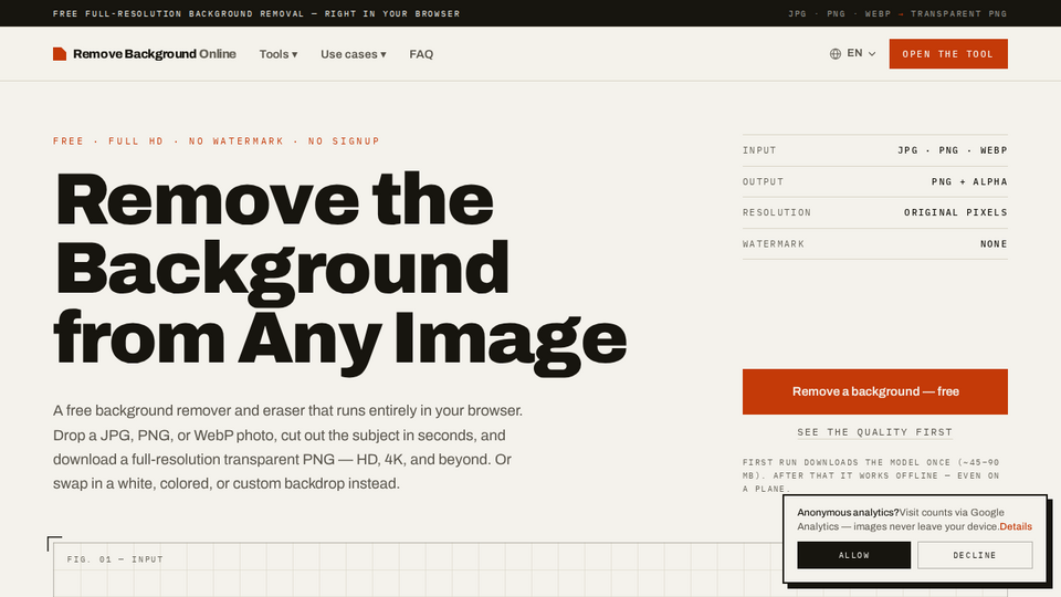 Screenshot of Remove Background Online