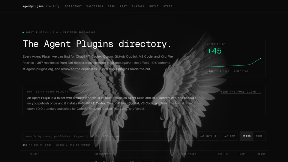 Screenshot of Agent Plugins Directory