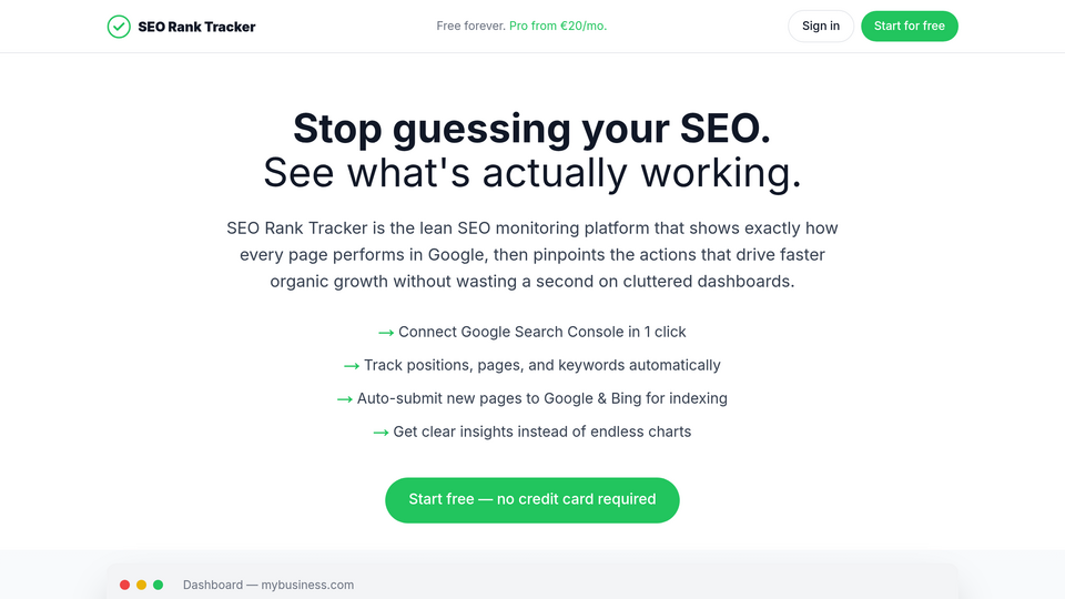 Screenshot of SEO Rank Tracker