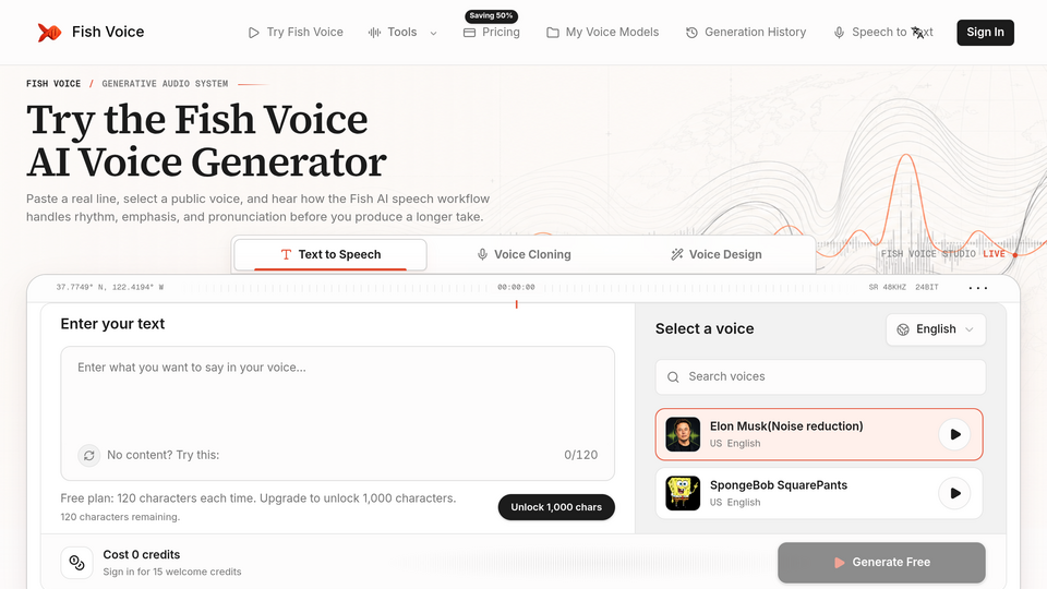 Screenshot of Fish Voice