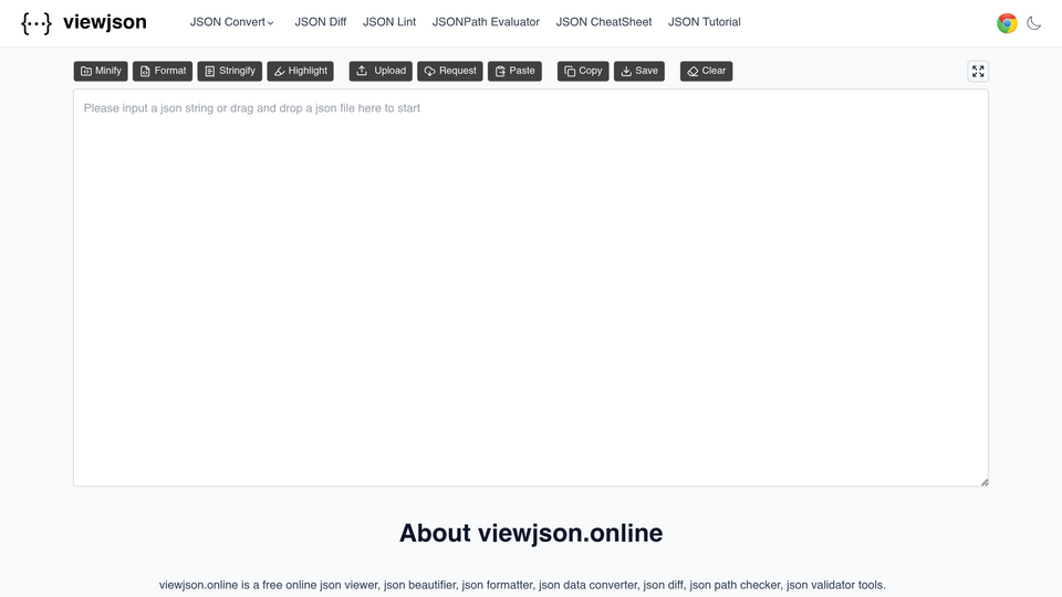 Screenshot of viewjson