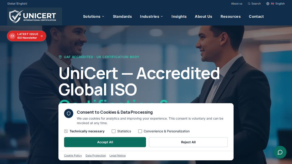 Screenshot of UNICERT ISO Cert ✅