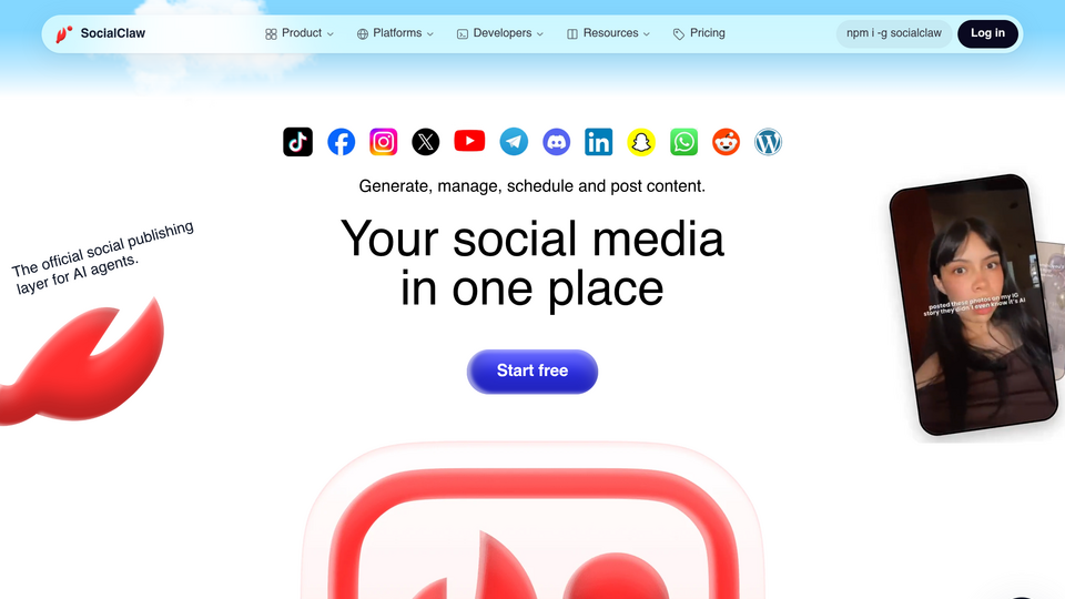 Screenshot of SocialClaw