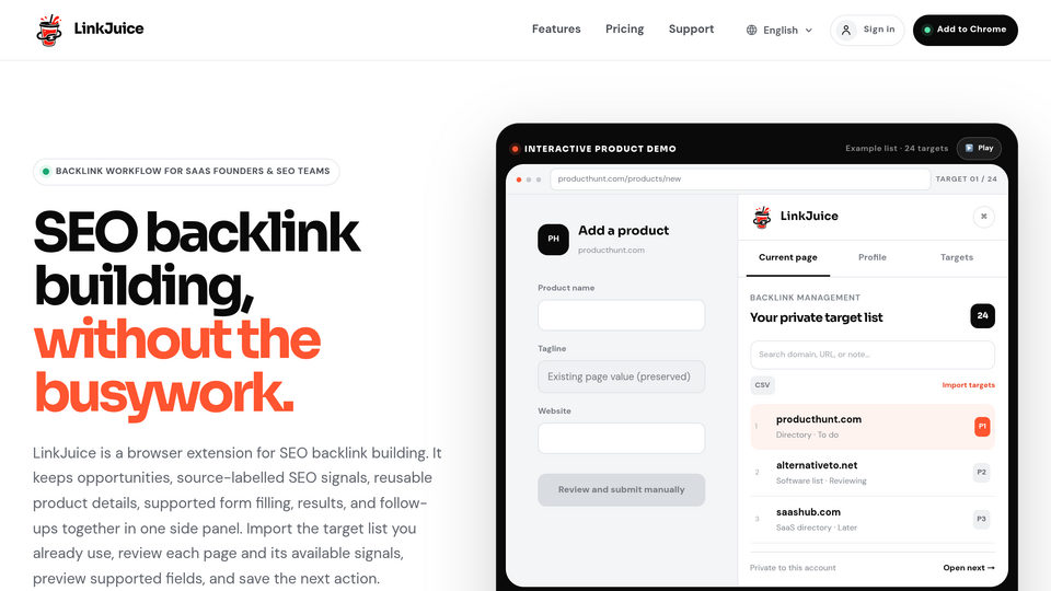 Screenshot of LinkJuice