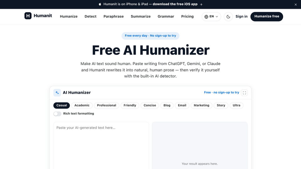 Screenshot of Humanit - AI Humanizer