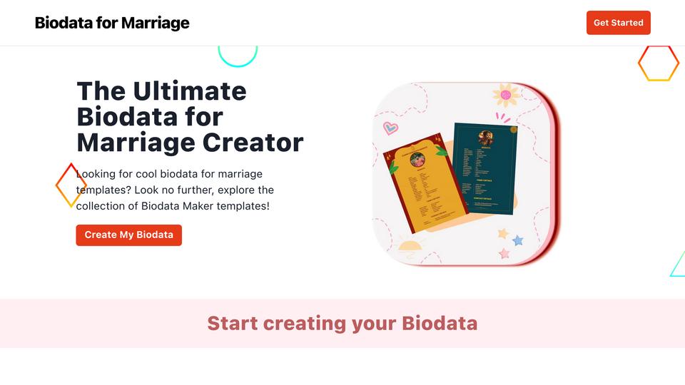 Screenshot of Biodata for Marriage