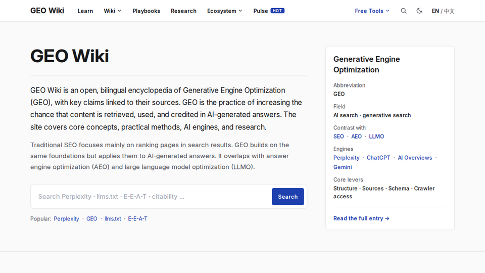 Screenshot of GEO Wiki