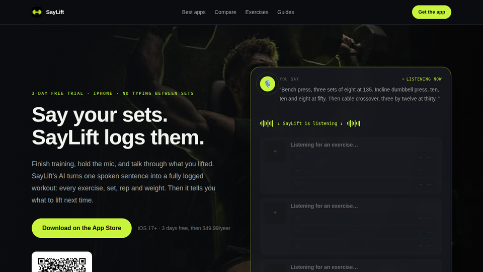 Screenshot of SayLift