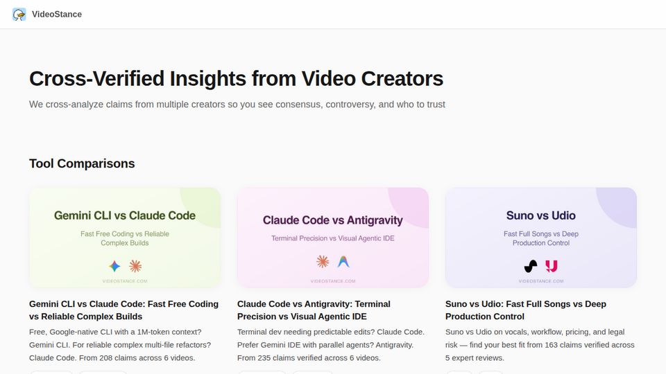 Screenshot of VideoStance