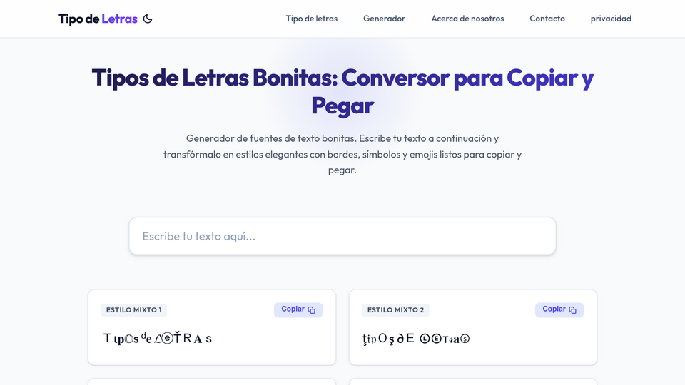 Screenshot of Tipo de letras