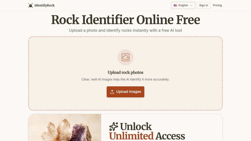 Screenshot of Identify Rock
