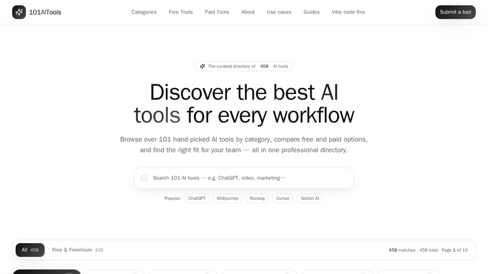 Screenshot of 101 AI Tools