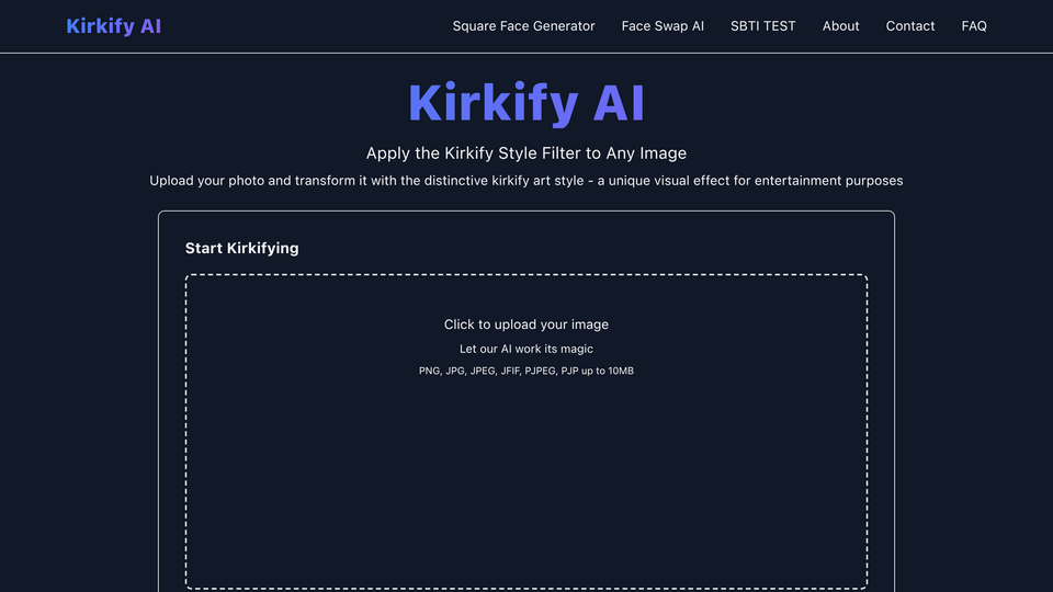 Screenshot of Kirkify AI Generator