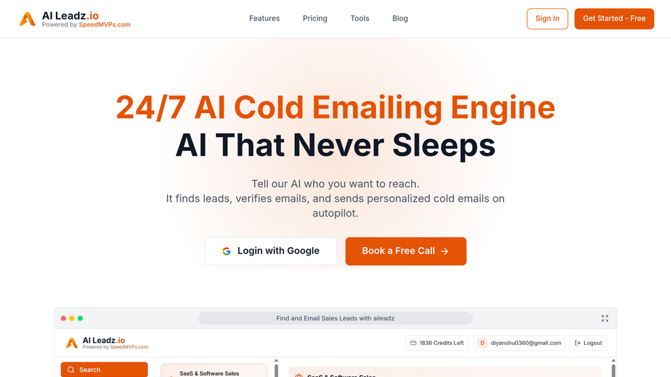 Screenshot of AILeadz.io