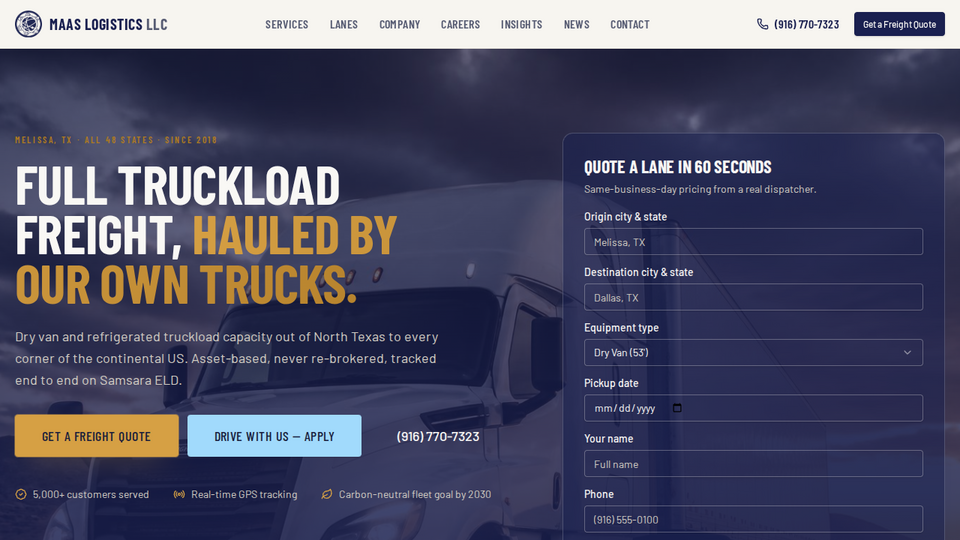 Screenshot of Maas Logistics