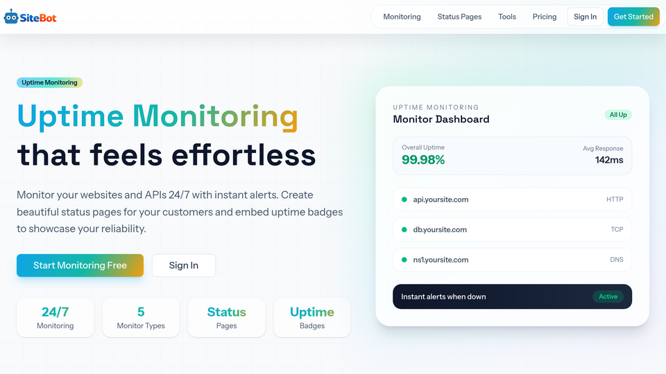 Screenshot of SiteBot.dev