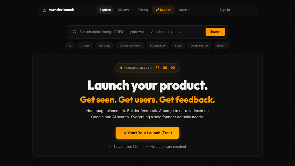 Screenshot of Wonderlaunch