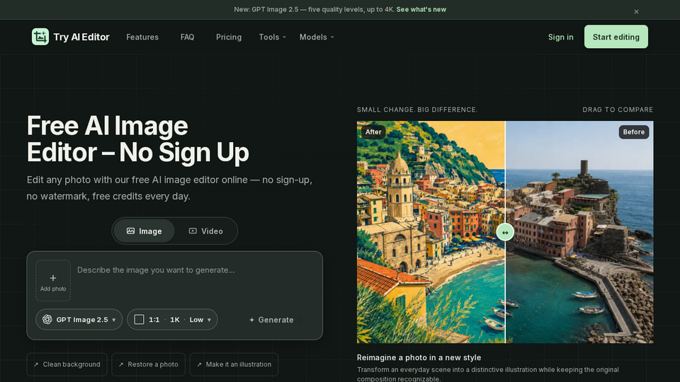 Screenshot of Try AI Editor