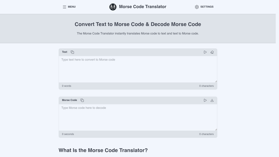 Screenshot of Morse Code Translator