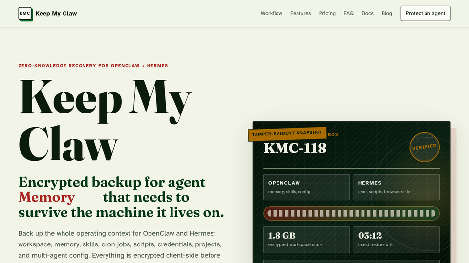 Screenshot of Keep My Claw