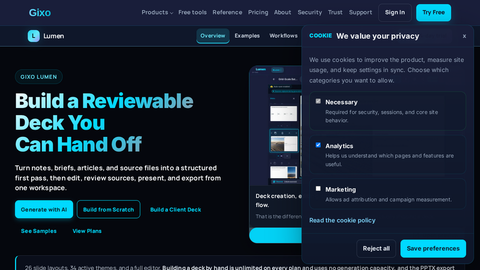 Screenshot of Gixo Lumen