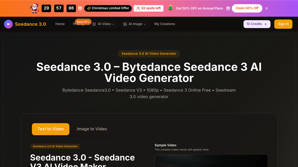 Screenshot of seedance 3.0