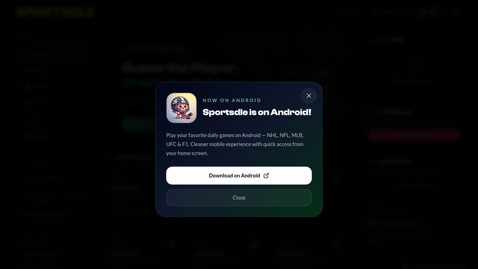 Screenshot of Sportsdle