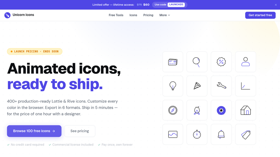 Screenshot of Unicorn icons